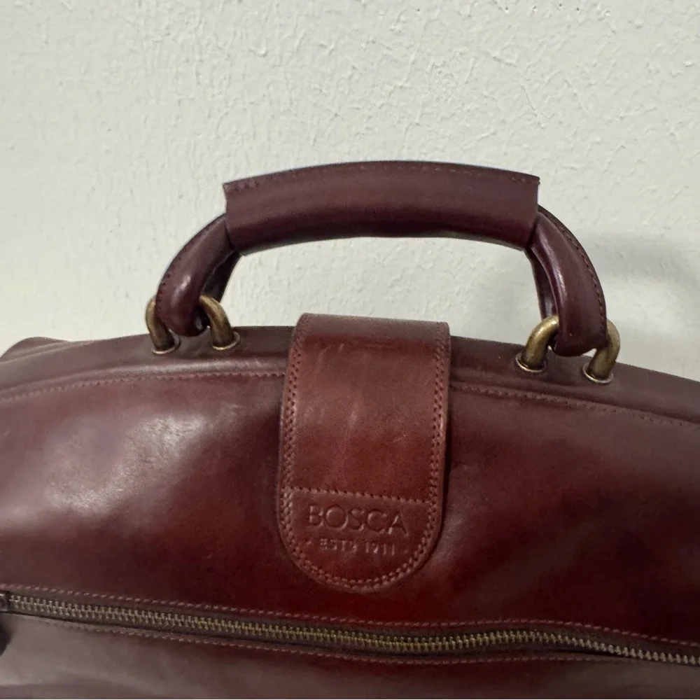 Bosca Dolce Chestnut Brown Leather Briefcase with Top Handle (Key) NWOT Doctors